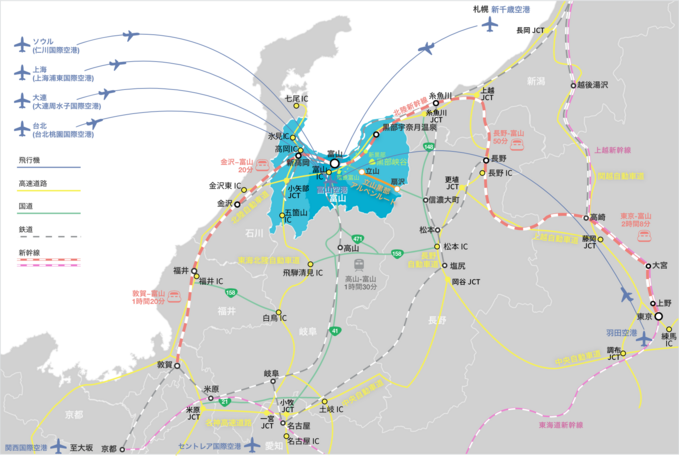 富山までのアクセスMAP