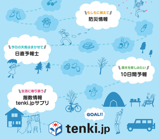 気になる気象情報は、tenki.jpでチェック！！