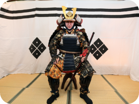 戦国武将の甲冑姿での撮影